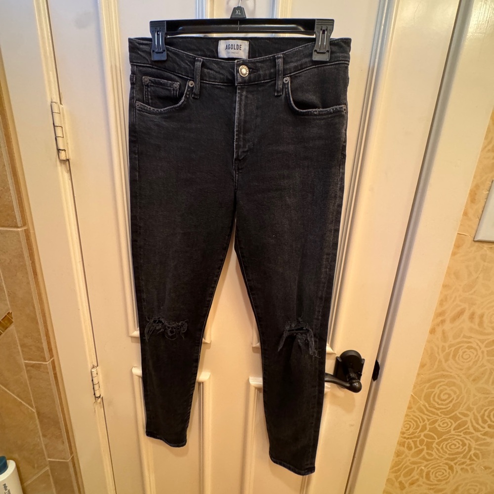 Agolde Black Skinny Distressed Jeans